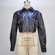 Long Sleeve PU Leather Short Jackets GPBY 13358