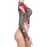 Long Sleeve Mesh Print T Shirt DLSF K24L59634