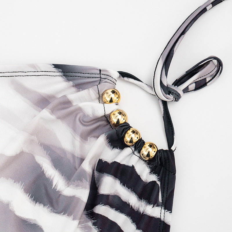 Sexy Halterneck Backless Print Seventh Jumpsuit MXBF J26JP173