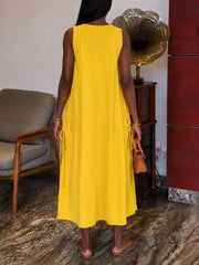 Solid Color V Neck Sleeveless Maxi Dress HNIF TY039