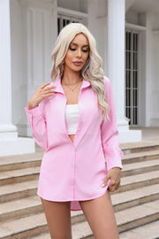 Long Sleeve Solid Color Nightgown Chiffon Shirt JXMX 930