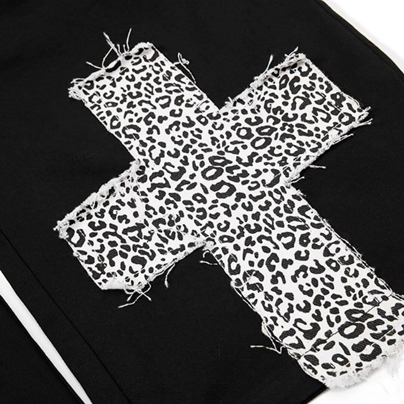 Plus Size Leopard Print Patchwork Jeans GYLN 5540