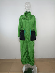 Long Sleeve Stand Collar Long Trench Coat MUE 3453
