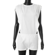 Solid Color Sleeveless Bodysuit Short Suit MXBF J25ST135