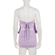 Solid Color Feather Patchwork Mini Dress GPKJ MR48722