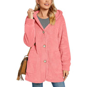 Plush Hooded Button Pocket Casual Coats GYOU CX826