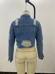 Denim Holes Long Sleeve Short Coats GQDH 1052