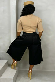 Solid Color Ruched Loose Trousers SH 391585