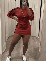 Stripe Sport Long Sleeve Mini Dress HNIF MC011