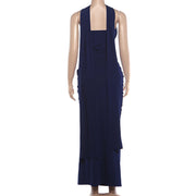Solid Color Ruched Split Tube Top Maxi Dress GYME K6D05862A