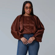 Bat Sleeve Zipper Print Coats YF 10873