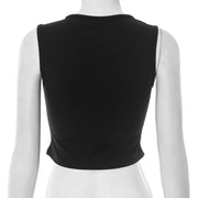 Cross Embroidered Rhinestone Pattern Tank Tops GSBD Q25TP165