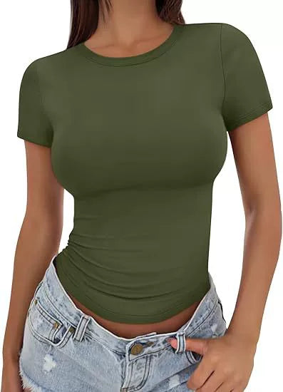 Plus Size Short Sleeve Solid Color T Shirt GYWO 55001