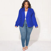 Plus Size Solid Lapel Long Sleeve Small Blazer Jacket NNWF 7899