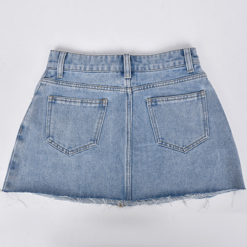 Denim Gross Embroider Half body Skirt GNZD 8851PD