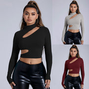 Solid Color Hollow Out T Shirt GYSQ CTDJ1840
