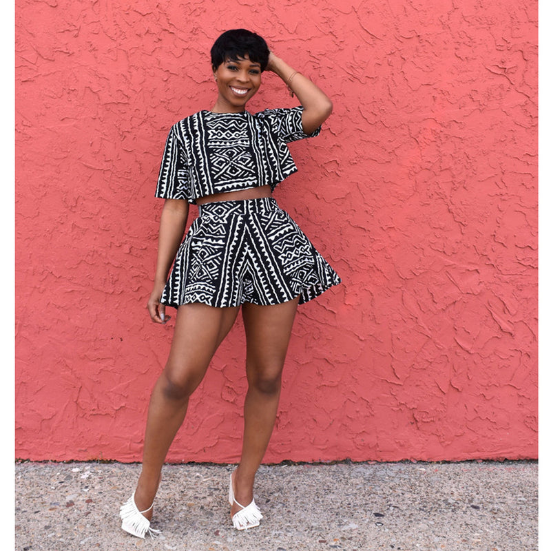 Casual Printed Wide Leg Shorts Without Top GDYF 6925