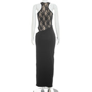Lace Patchwork Sleeveless Maxi Dress GSZM D26DS244