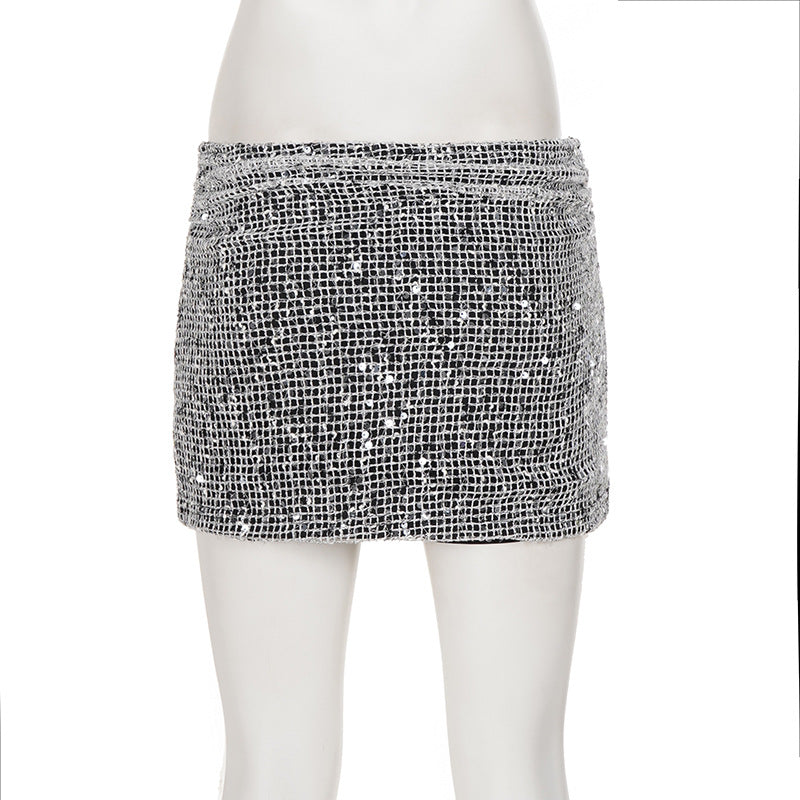 Sequin Ruched Slim Mini Skirts GPKJ MR47638