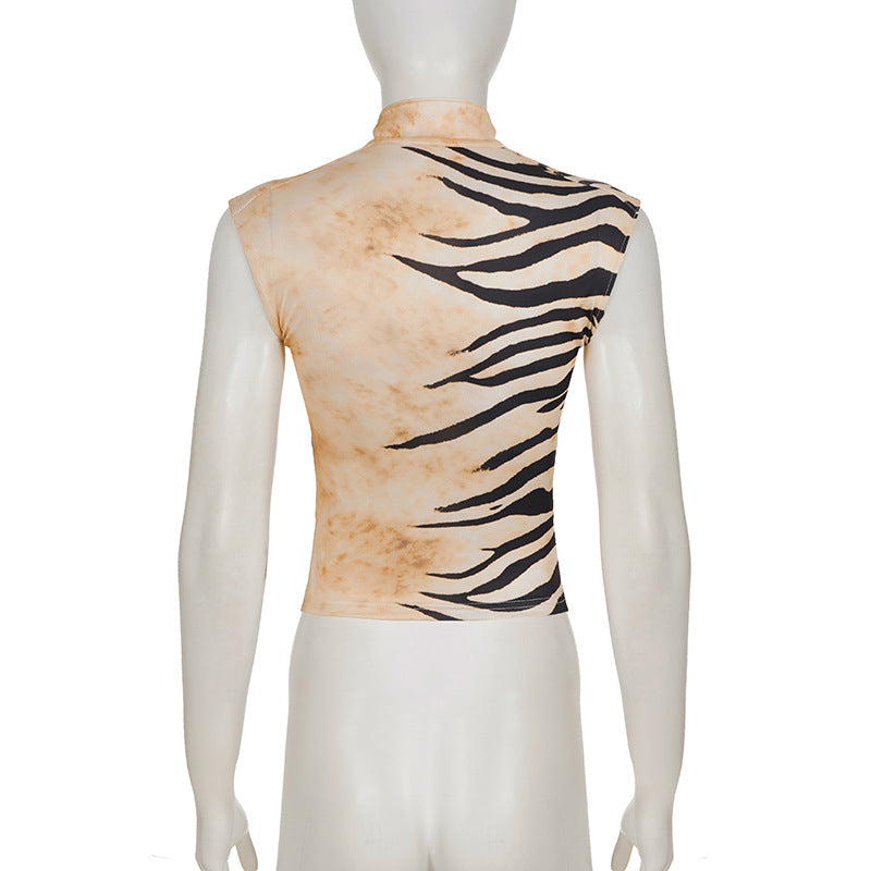 Hollow Out Tie Up Print T Shirts GPKJ MR48310