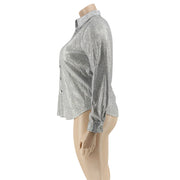 Sequins Slim Street Trend Plus Size 5XL Shirts OSIF 21023