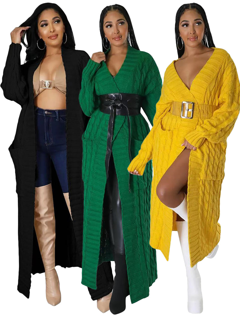 Solid Color Long Sleeve Thicken Sweater Coats OD 7007