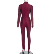 Solid Color Long Sleeve Slim Jumpsuit MXBF J25JP448