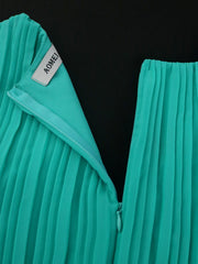 Plus Size Belt Press Pleated Cake Midi Dress GKEN AM040936