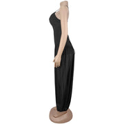 Mesh Solid Color Sling Backless Jumpsuit BY 7738