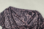 Off Shoulder Leopard Print Split Maxi Dress GJYO JD305625