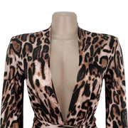 Leopard Print V Neck Jumpsuit BY 7586