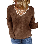 Plus Size V Neck Knits Long Sleeve Sweater GBLH 1910