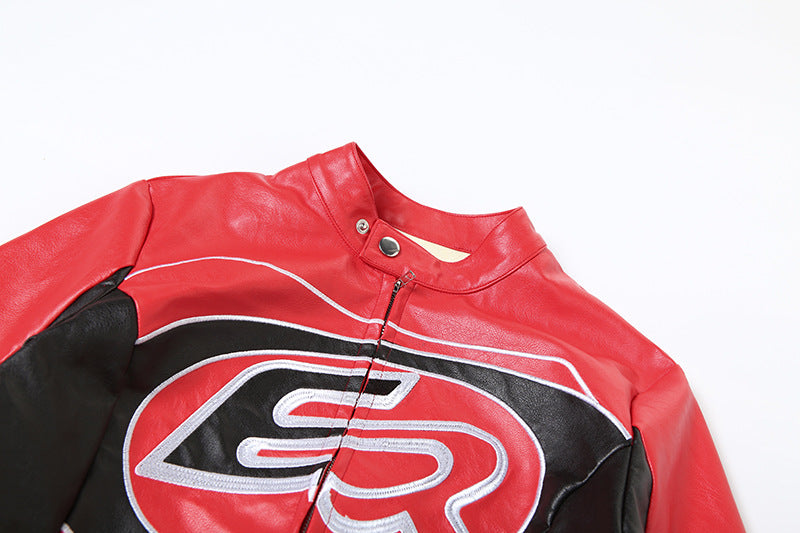 Contrast Color Embroidered Short Fashion Jacket XEF K24C56529