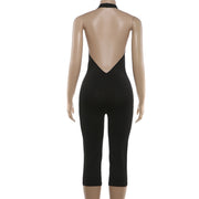 Solid Color Halterneck Backless Seventh Jumpsuit GYME K6Q02682A