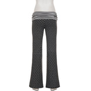 Polka Dot Print Ruched Straight Pants GPKJ MR50781