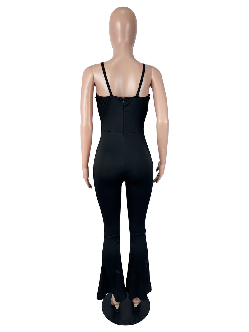 Mesh Patchwork Backless Jumpsuit SHD 8112