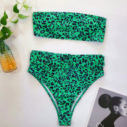Tube Top High Waist Printed Swimsuit Two Piece Set CSYZ WB10
