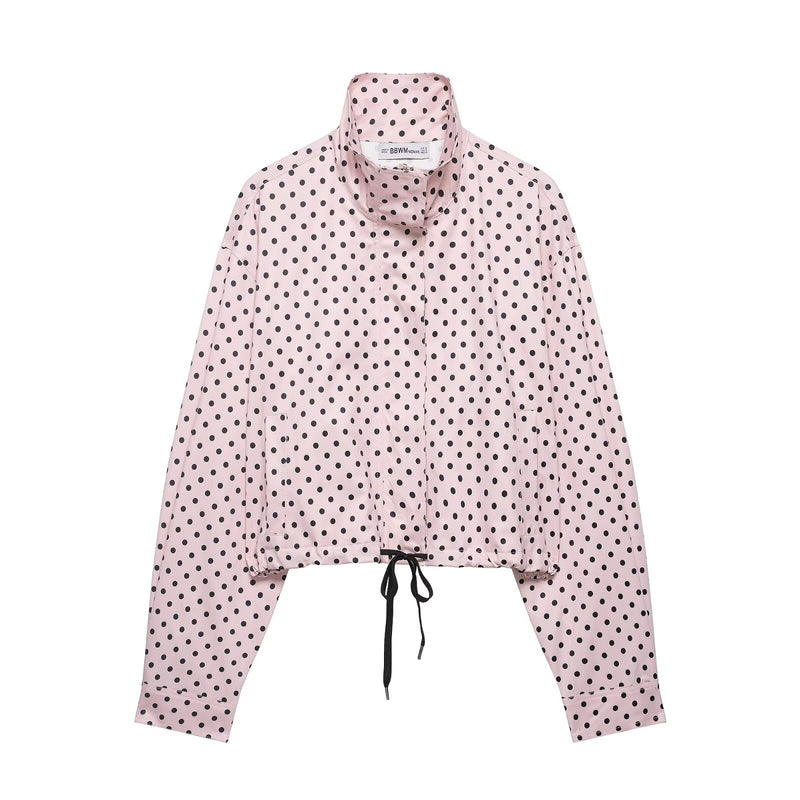 Polka Dot Print Long Sleeve Zipper Coats GYZS BB058