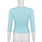 Solid Color V Neck Half Sleeve T Shirt GPKJ MR50838