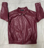 Lapel PU Leather Jacket Coats HHMY M3566