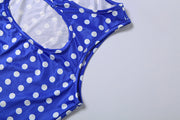 Polka Dots Print Hollow Out Top Shorts 2 Piece Set GZJQ K6S00605A