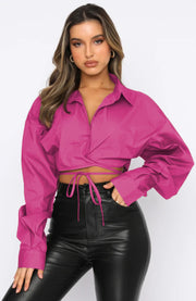 Long Sleeve Cardigan Tie Up Shirt SSNF 211046