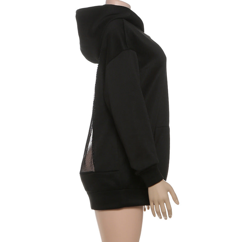 See Through Mesh Hooded Tops XEF K25L83873