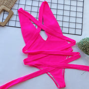 Print Tie Up One Piece Swimsuit CSYZ B03