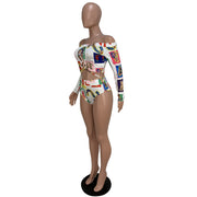 Sexy Printed Long Sleeve Bikinis Sets CHY 1131