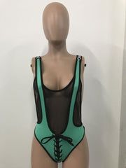 Plus Size Sexy Mesh Patchwork One Piece Swimsuit LSD 8094