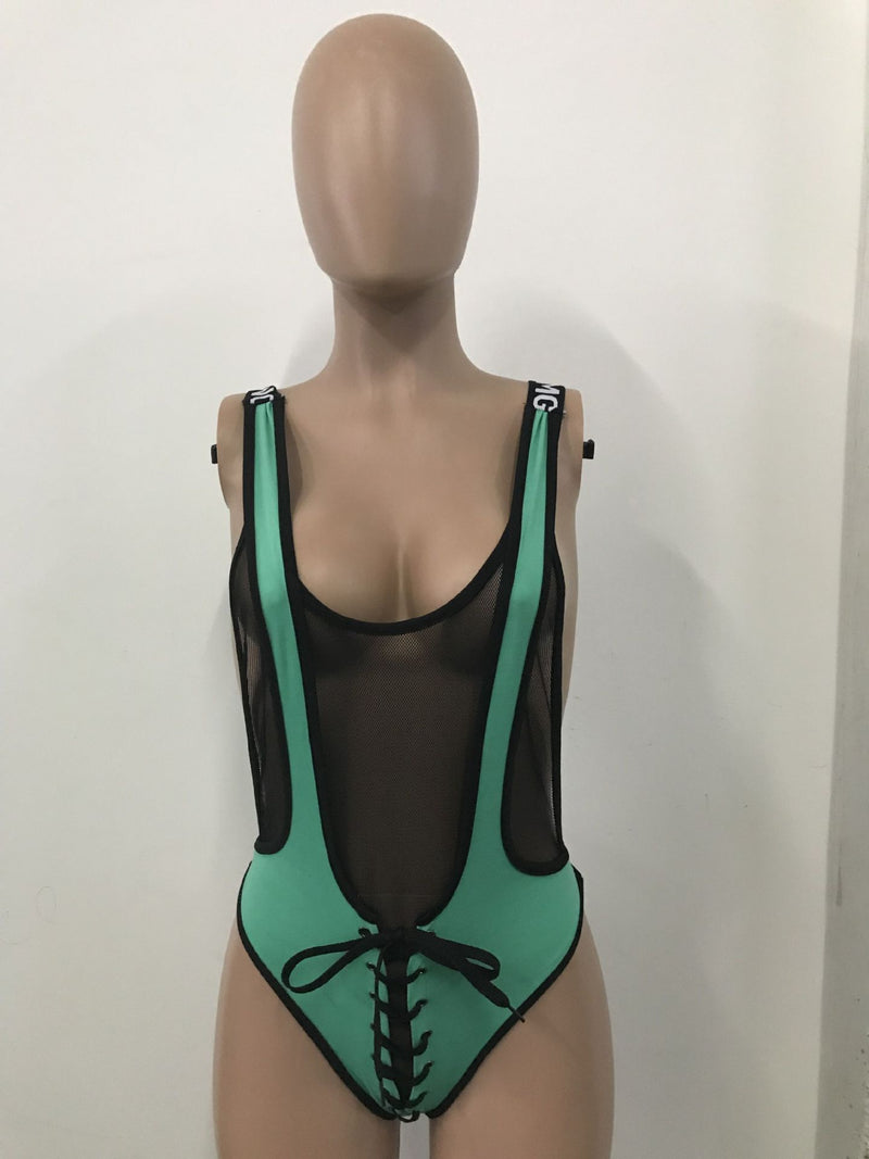 Plus Size Sexy Mesh Patchwork One Piece Swimsuit LSD 8094