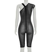 Mesh Off Shoulder See Through Romper MXBF J26JP150