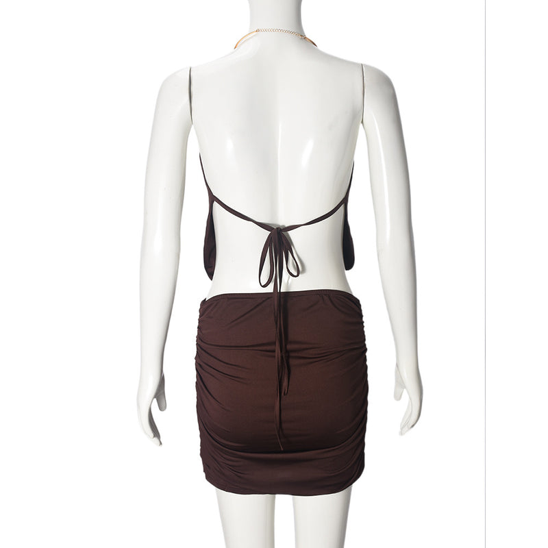 Halterneck Backless Mini Dress GFRT 41857DBG