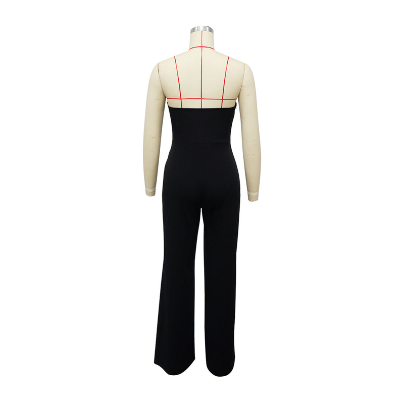 Solid Color Off Shoulder Slim Jumpsuit YF 10974
